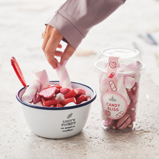 Personalised Sweet Bowl With Sweet Tub And Heart Lolly