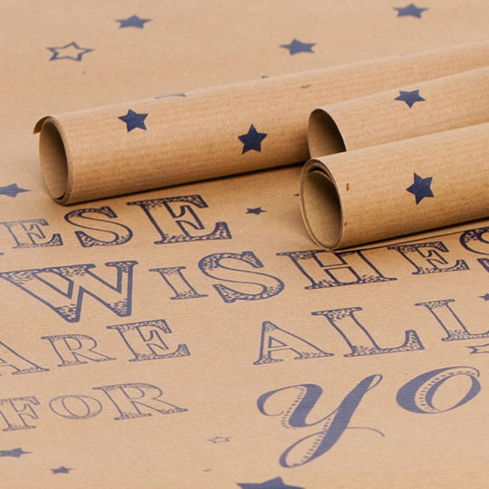 Recycled Brown 'These Wishes' Gift Wrap