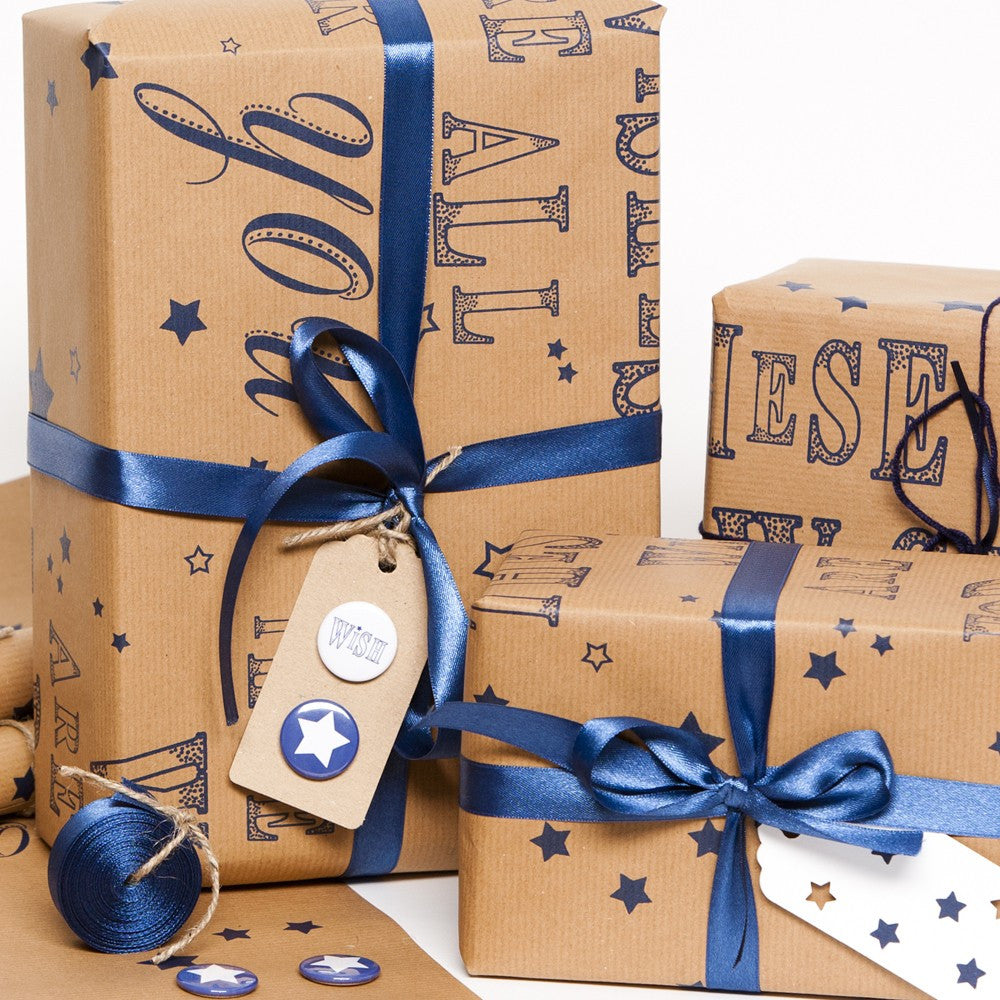 Recycled Brown 'These Wishes' Gift Wrap