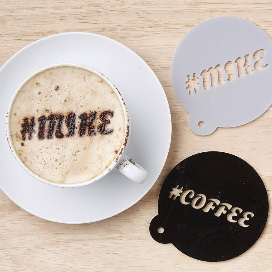 Personalised Hashtag Coffee Stencil