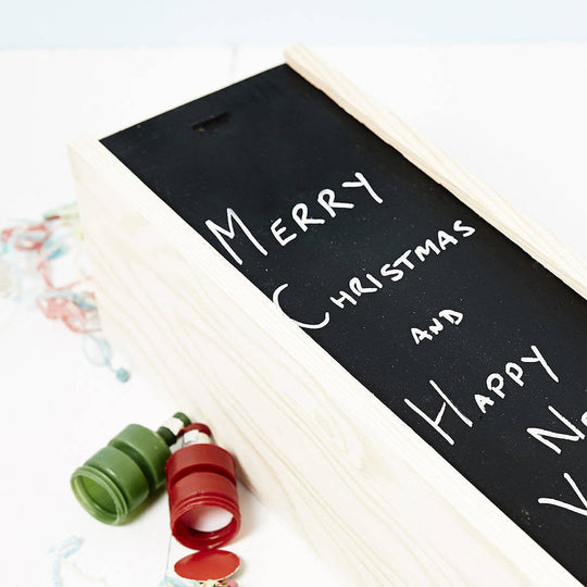 Personalised Blackboard Wooden Bottle Box