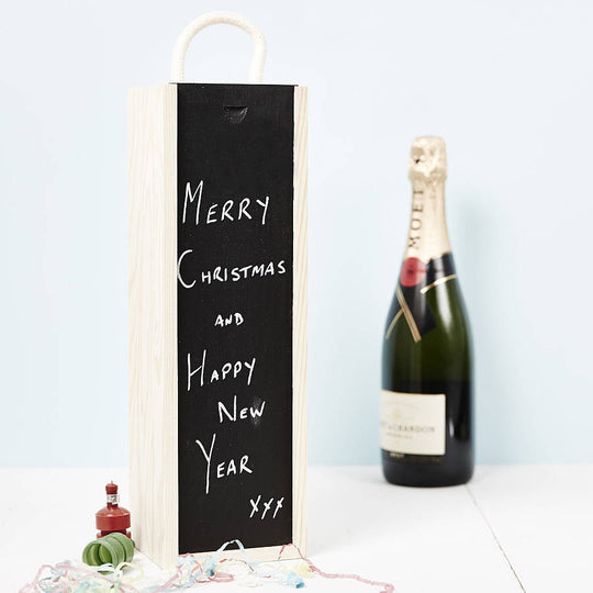 Personalised Blackboard Wooden Bottle Box