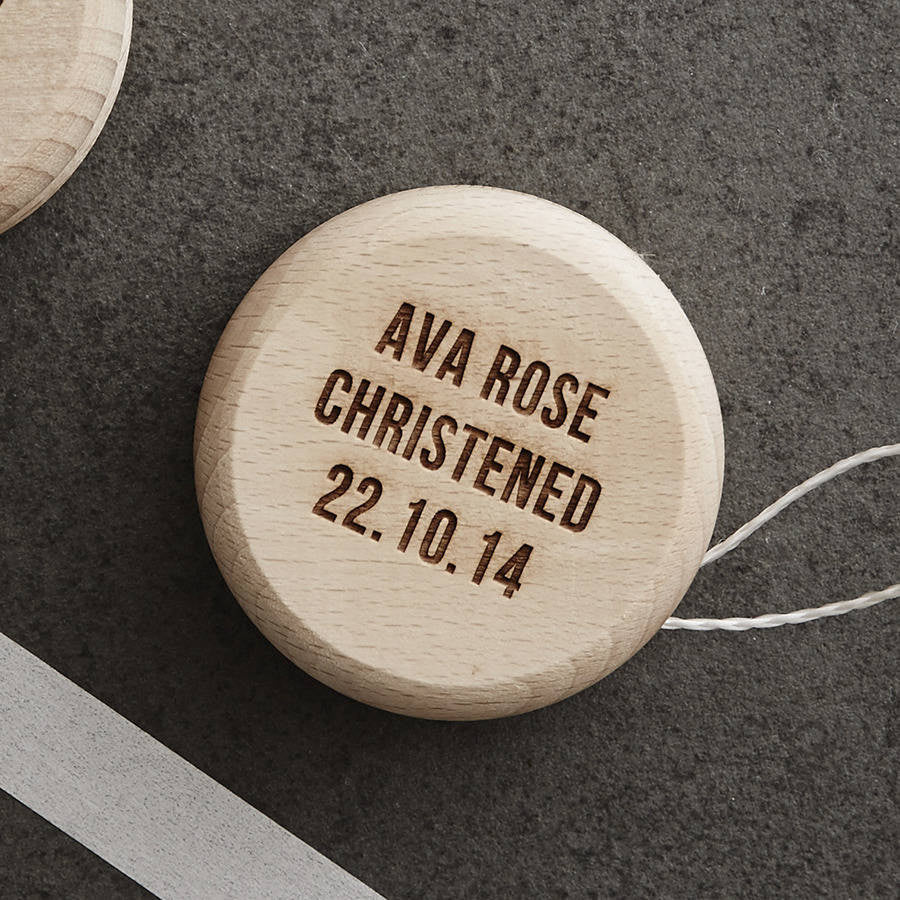 Personalised Christening Keepsake Heart Wooden Yoyo