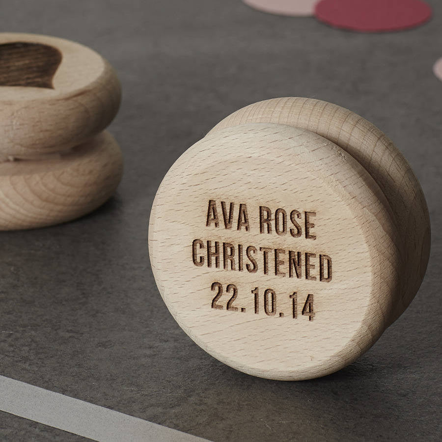 Personalised Christening Keepsake Heart Wooden Yoyo