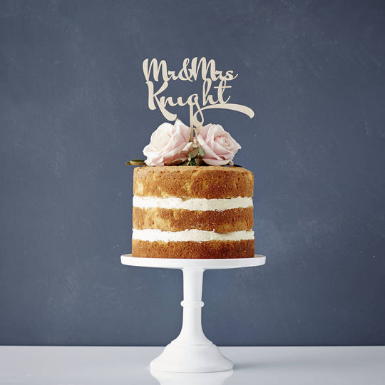 Personalised Calligraphy Wedding Cake Topper