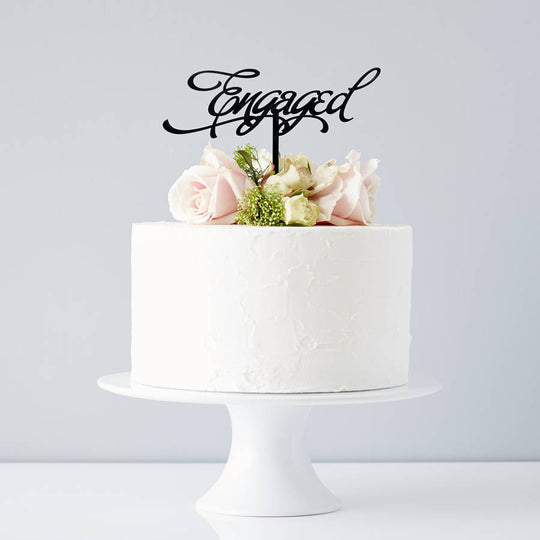 Elegant 'Engaged' Cake Topper