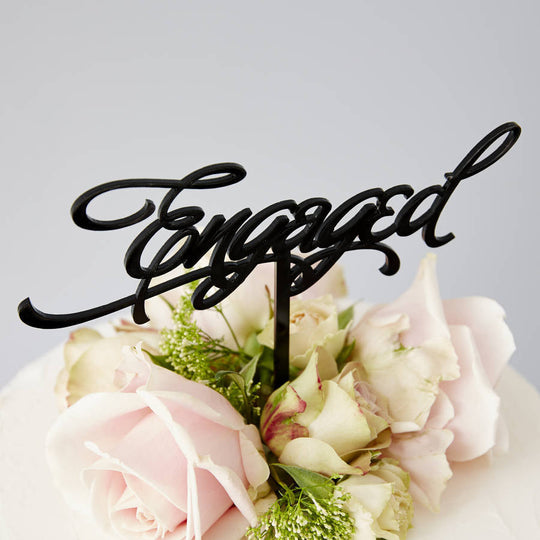 Elegant 'Engaged' Cake Topper