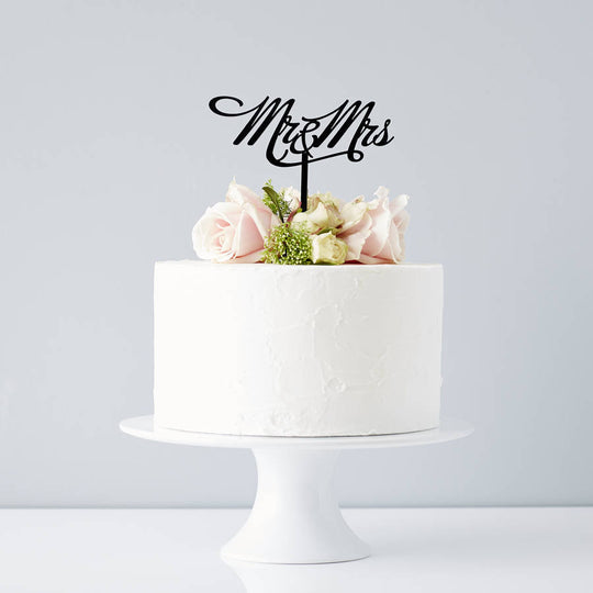 Elegant Mr and Mrs Wedding Cake Topper
