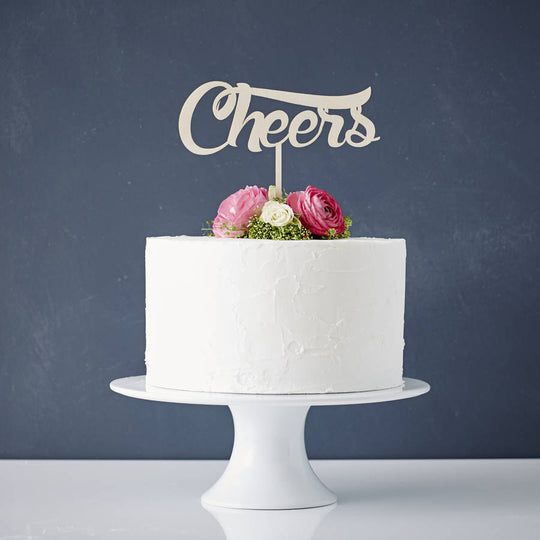 Cheers Wooden Wedding Cake Topper