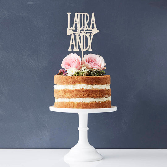 Personalised Couples Arrow Cake Topper