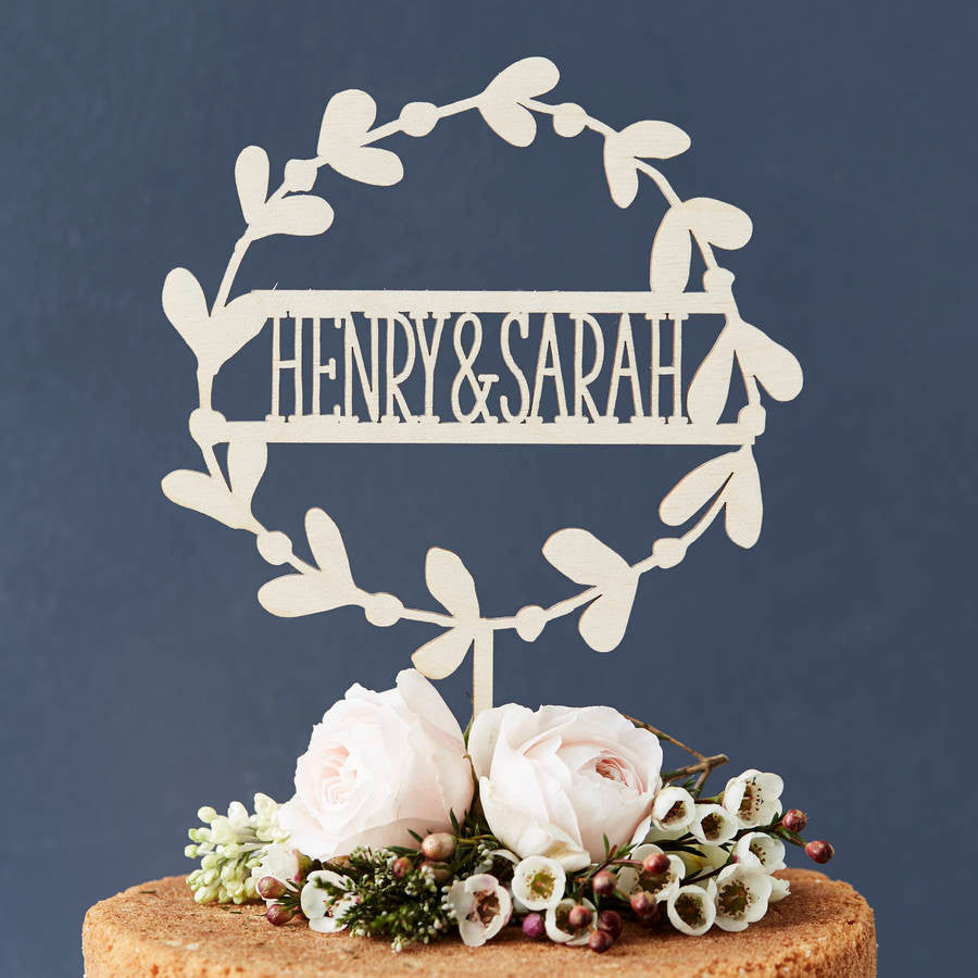 Personalised Floral Couples Cake Topper