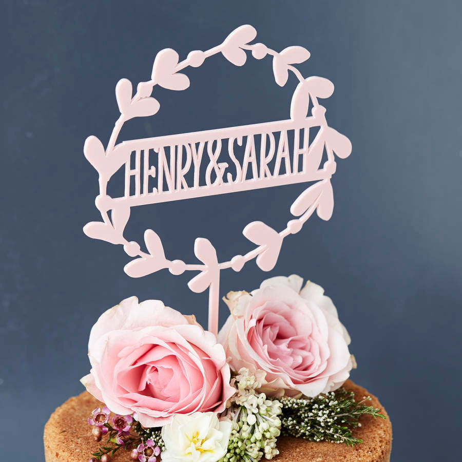 Personalised Floral Couples Cake Topper