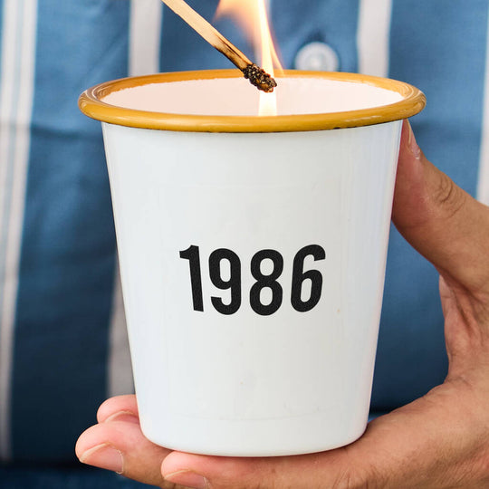 Personalised Birth Year Enamel Candle- Spark More Joy