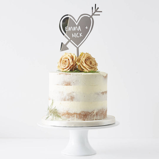 Personalised Carved Heart Cake Topper