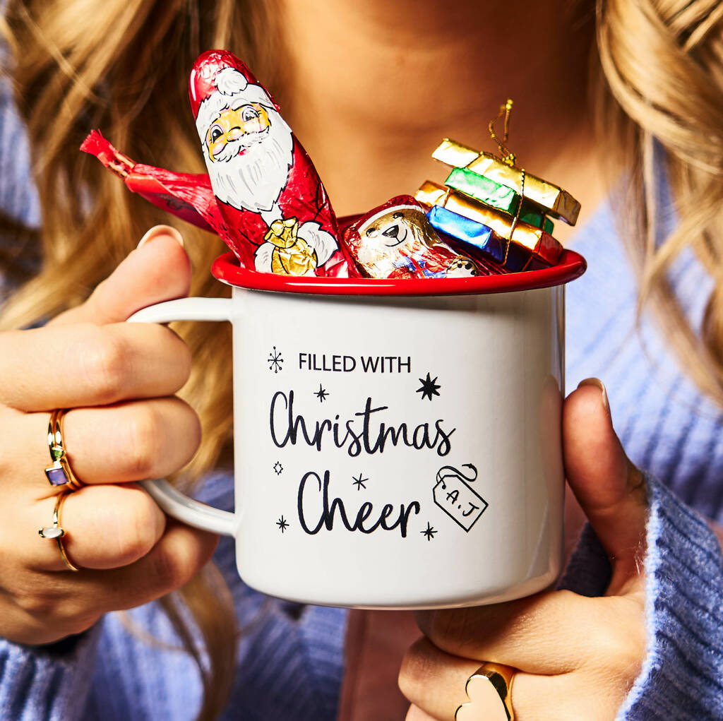 Chocolate Filled Personalised Festive Cheer Mug