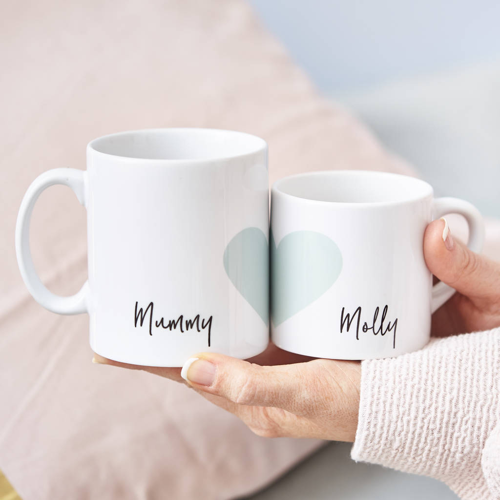 Personalised Love Heart Mug Set