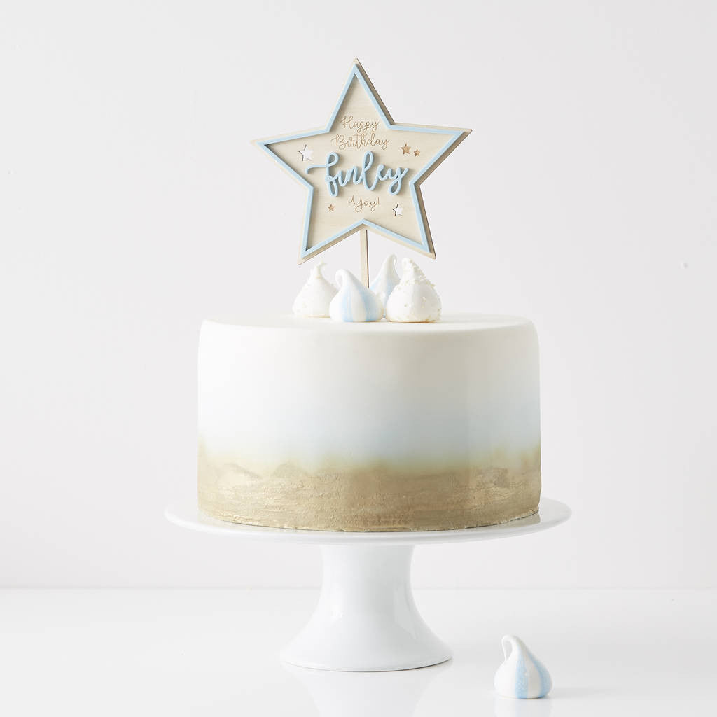Golden Star Cursive Cake Toppers for Happy Birthday Cake Topper, – FrillX